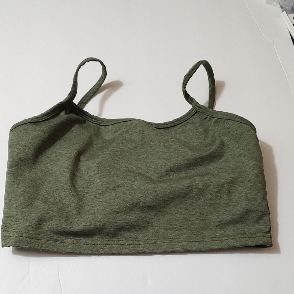 Green Tweed Bralette / Sports Bra By Strut This Sz Small - Medium Built In Bra